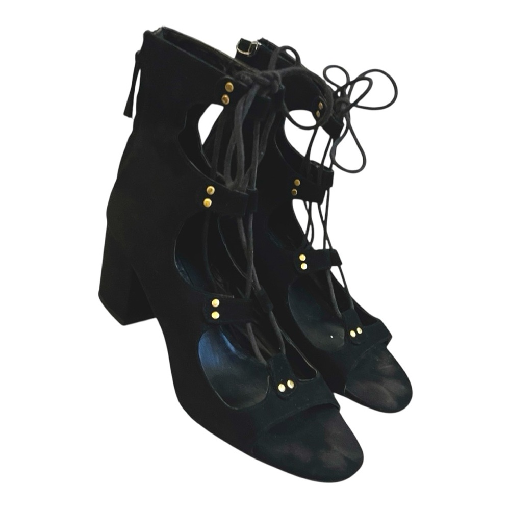 Zara Black Lace-Up Heels